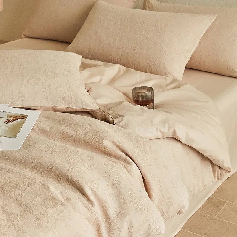 Afralia™ Luxury Jacquard 3-Layer Cotton Bedding Set - Soft & Skin-Friendly