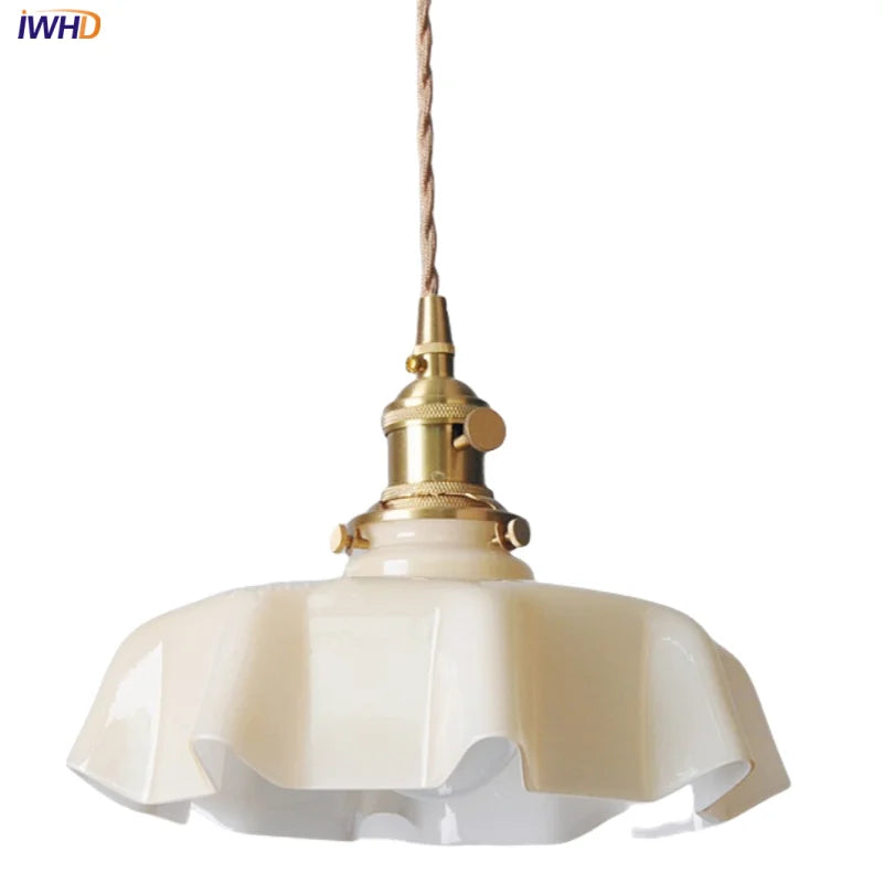 Afralia™ Yellow Glass Wire LED Pendant Light Modern Home Decor Nordic Hanging Lamp