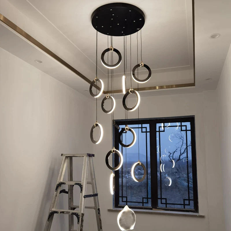 Afralia™ Modern Nordic Chandelier Stair Light for Duplex Villa Luxury Loft & Living Room