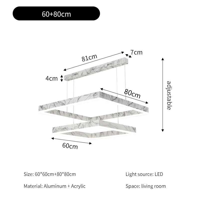 Afralia™ Square Marble Chandelier: Nordic Modern Living Room Pendant Light & Dining Lamp
