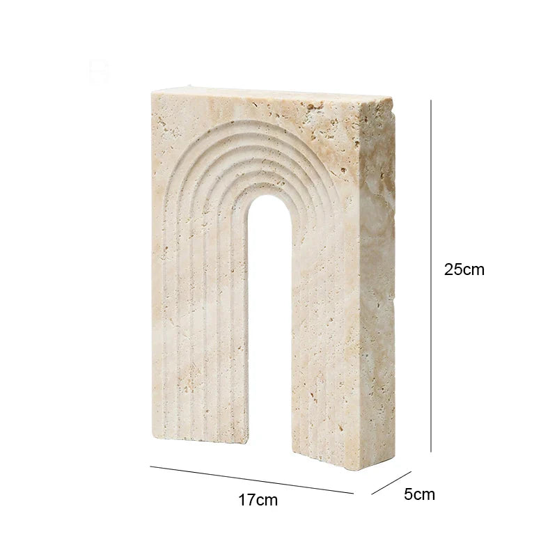Afralia™ Marble Archway Travertine Ornament for Coffee Table Living Room Decor
