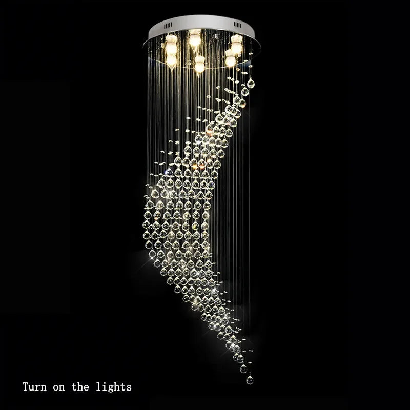 Afralia™ Spiral Crystal LED Chandelier: Modern Luxury Staircase Pendant Light Fixture