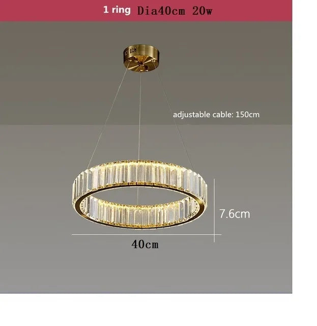 Afralia™ Luxury Crystal Round Pendant Chandelier for Living Room & Bedroom
