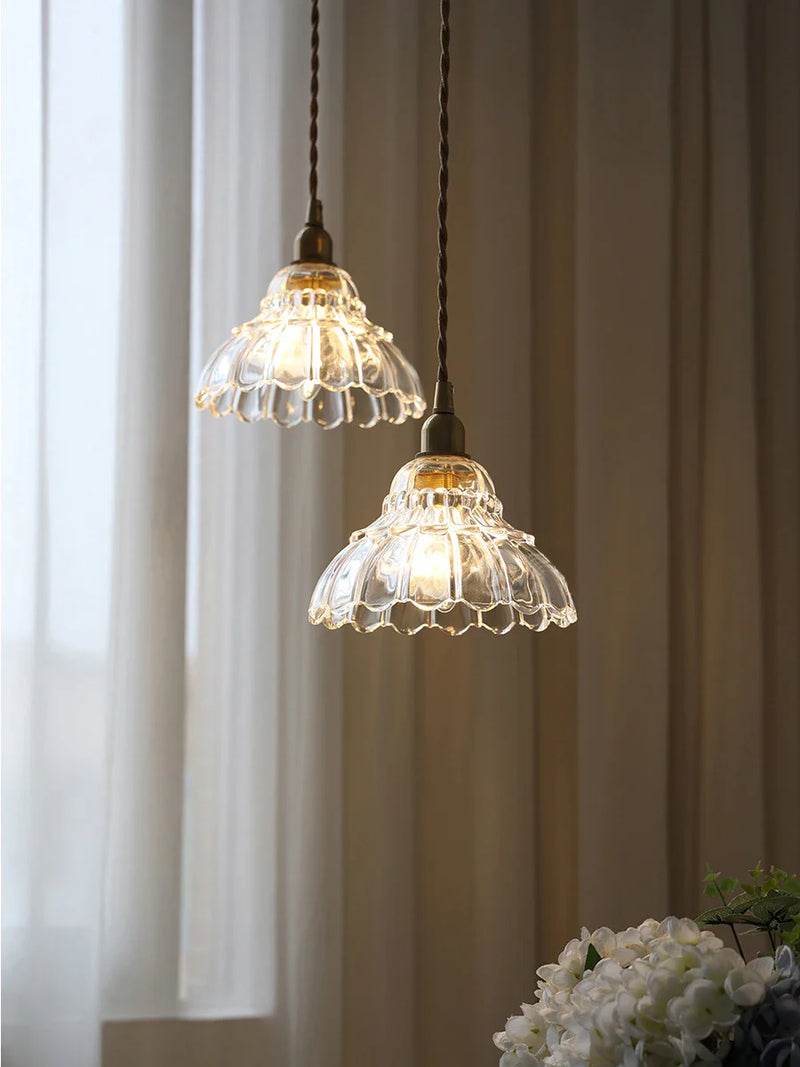 Afralia™ Brass Glass Pendant Light - Luxury Minimalist LED Nordic Flower Restaurant Lamp