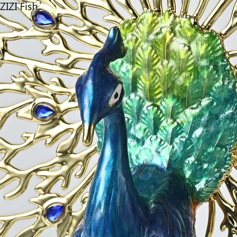 Peacock Ornament Sculpture Crystal Base | Afralia™ Room Decor Statue