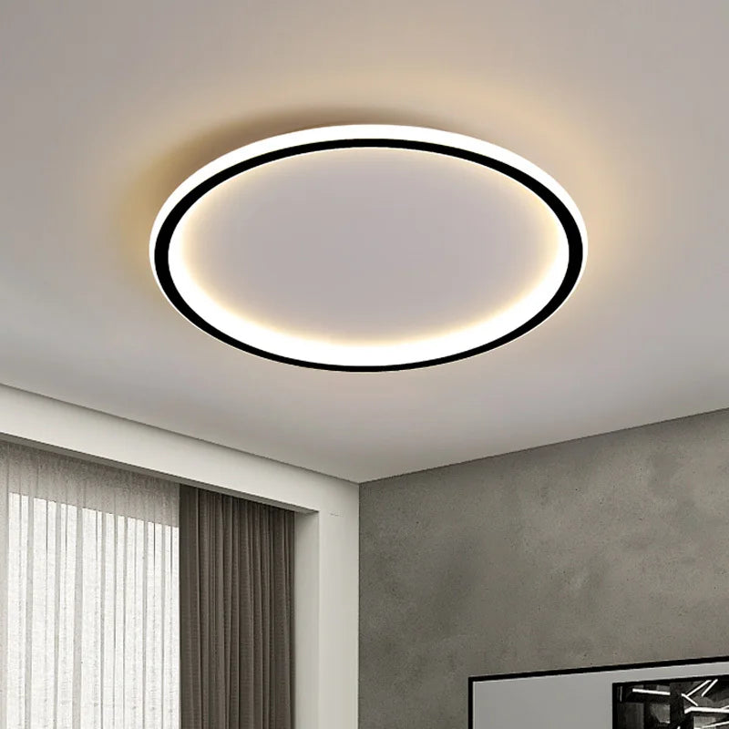 Afralia™ Black Dimmable LED Ring Ceiling Light for Modern Living Room, Bedroom, Kitchen Décor