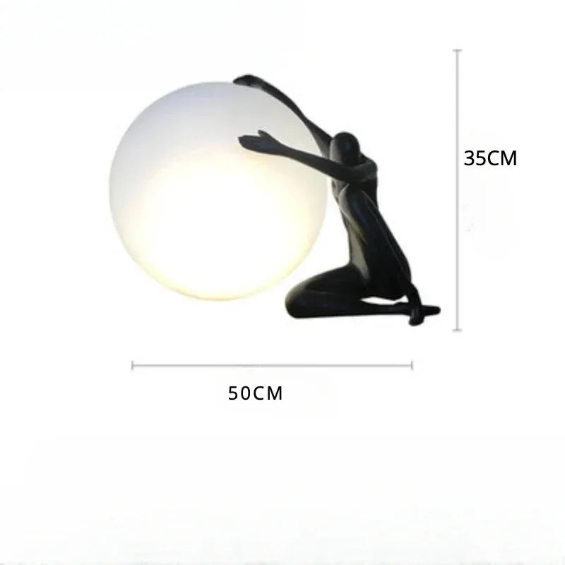 Afralia™ Ball Holding Character Resins Lamp for Living Room Bedroom