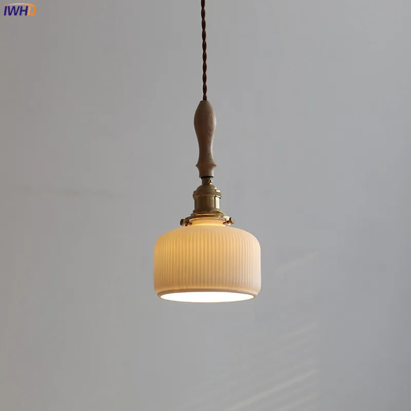 Afralia™ Copper LED Pendant Light with Ceramic Lampshade for Home Decor