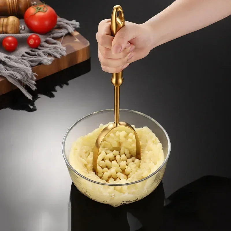 Afralia™ Stainless Steel Potato Masher & Garlic Presser Kitchen Utensil