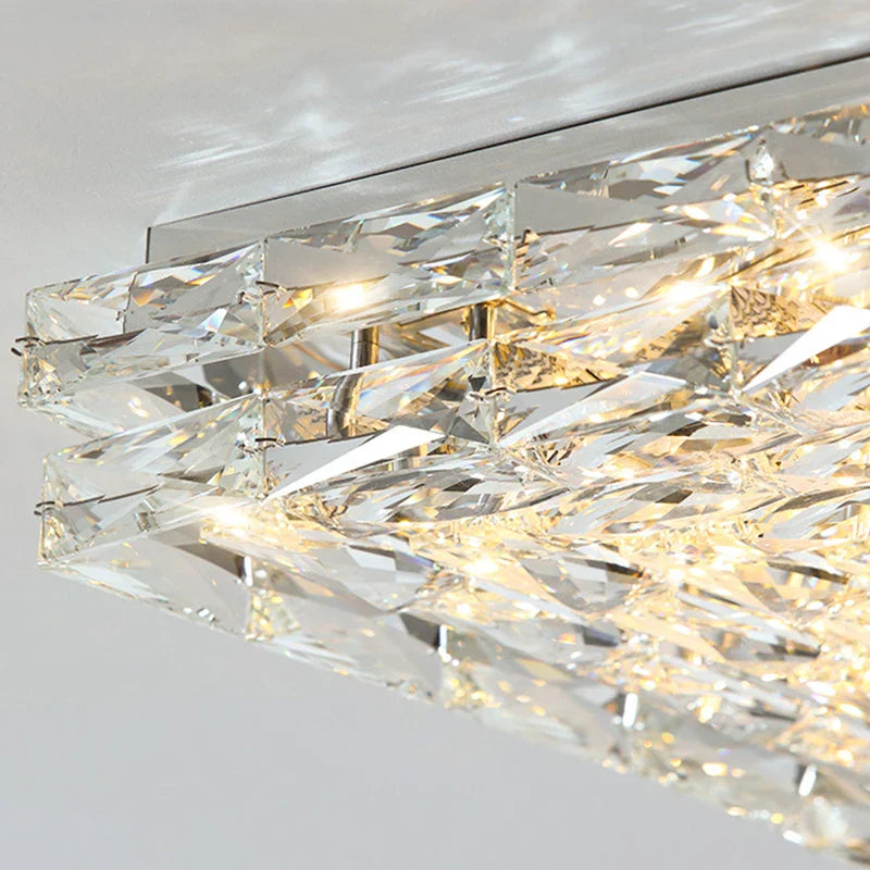 Afralia™ Crystal Square Ceiling Light: Elegant Indoor LED Lighting Fixture for Living Room, Bedroom & Corridor