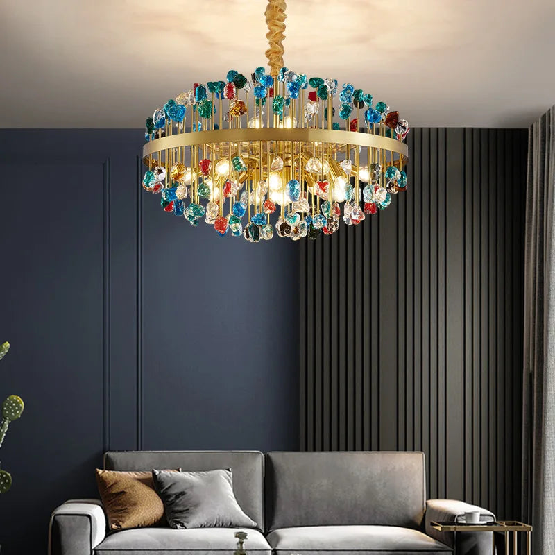 Afralia™ Luxury Glass Chandelier LED Pendant Light for Living Room, Bedroom, and Restaurant