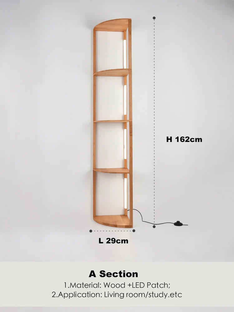 Afralia™ Wood LED Shelf Floor Lamp - Nordic Modern Standing Lighting with Storage