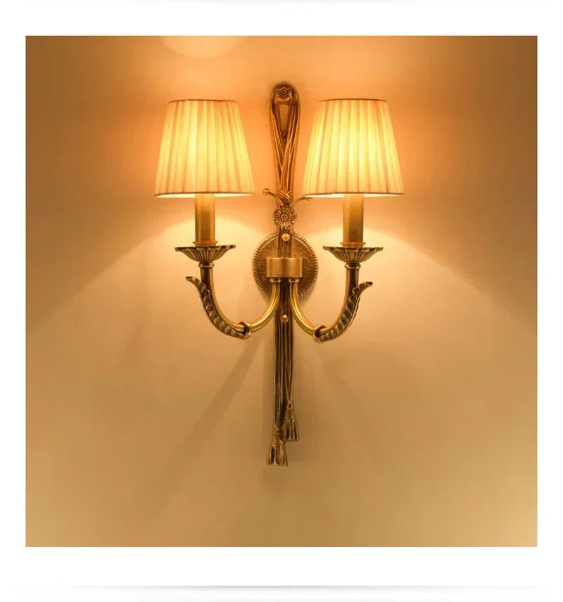 Afralia™ Retro Copper Two Arm Wall Lamp for Indoor Lighting Fixture