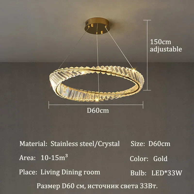 Afralia™ Crystal Pendant Lights: Modern Luxury LED Chandelier for Home Dining Room Decor