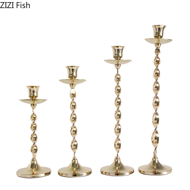 Afralia™ Golden Candlestick Holder Desk Ornament Home Aroma Container