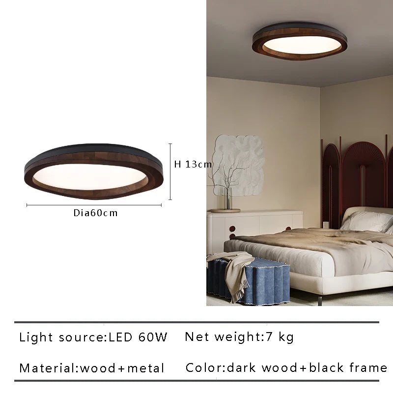Afralia™ Modern Solid Wood LED Ceiling Light Fixture for Home Decor