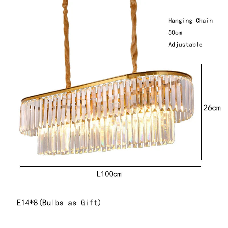 Afralia™ Nordic Gold Crystal LED Chandelier for Dining Living Room Kitchen Home Decor