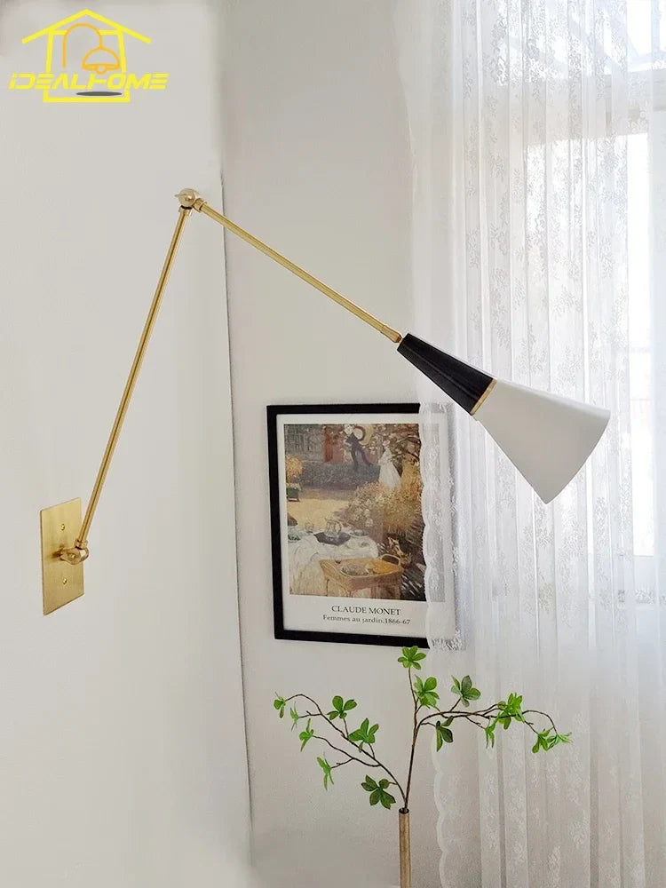 Afralia™ Medieval Athena Brass Wall Lamp LED Swing Arm Sconce Black/Gold Luxury Design