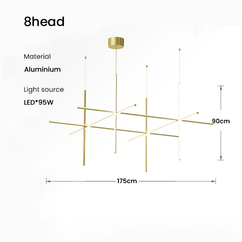 Afralia™ Tube Gold Linear Pendant Light Chandelier for Kitchen Hotel Staircase