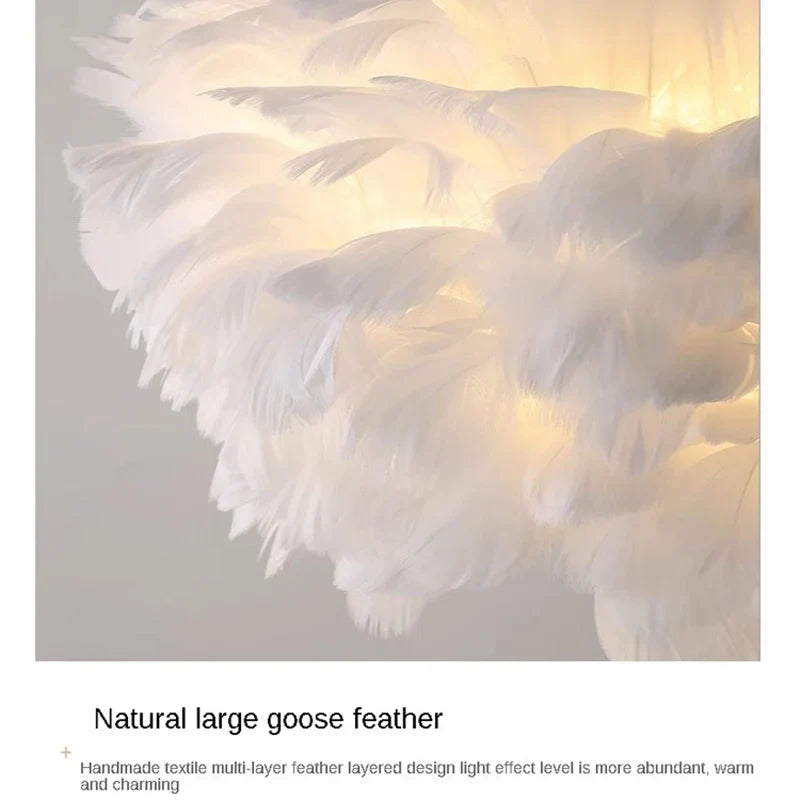 Afralia™ Feather Floor Lamp: White Grey Minimalist LED Standing Light for Bedroom, Living Room