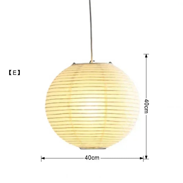 Afralia™ Japanese Wabi Sabi Pendant Light LED E27 Noguchi Akari Rice Paper Ceiling Hanging