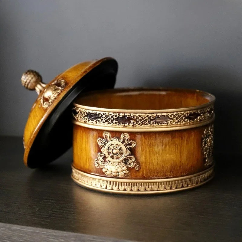 Afralia™ Tibetan Tsamba Box Butter Tea Box Storage Tank Living Room Decoration
