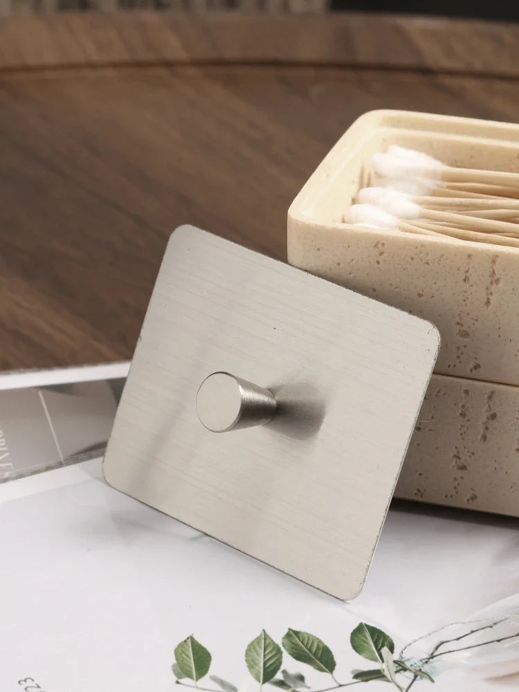 Afralia™ Double Decker Jewelry Organizer with Natural Stone, 2 in 1 Floss Box & Bathroom Ornament