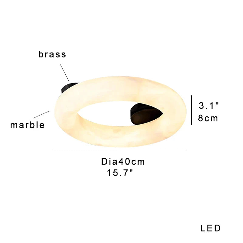 Afralia™ Round White Marble Ceiling Chandelier LED Dimmable Luxury Fixture