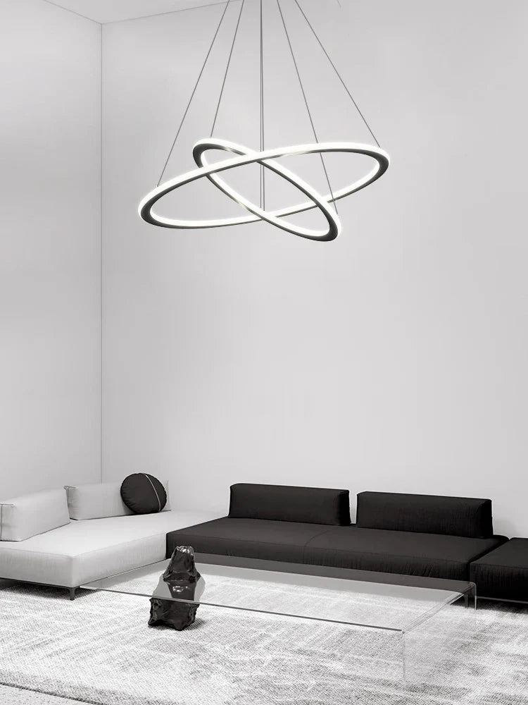 Afralia™ Nordic Circle Ring LED Chandelier: Minimalist Living Room Pendant Light