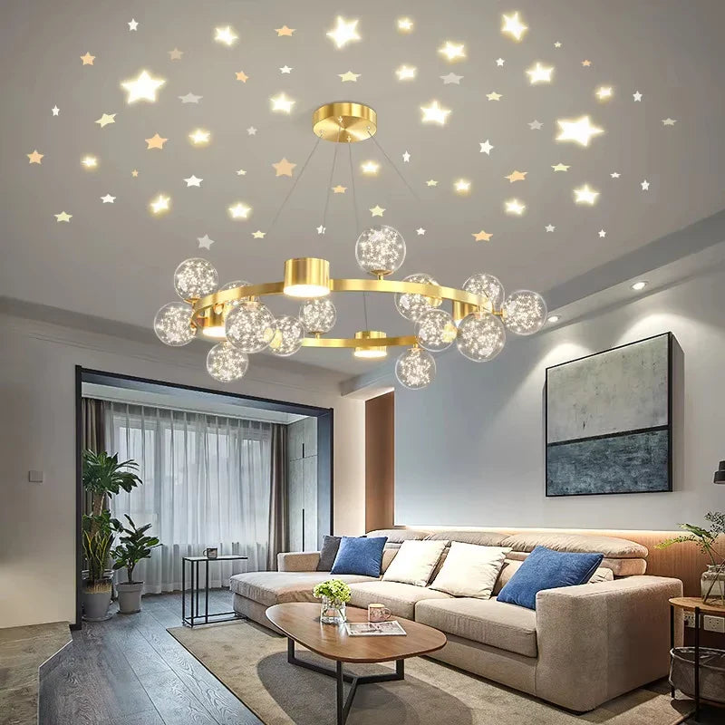 Afralia™ Modern Iron Glass LED Chandelier for Home Decor Lighting Fixtures