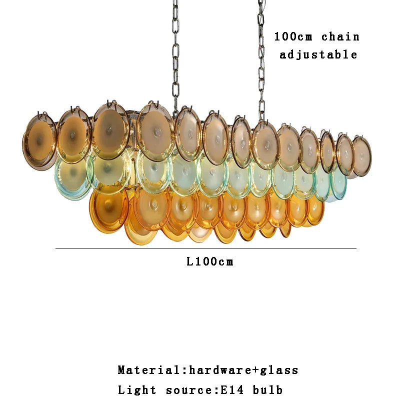 Nordic Retro Glass Oval Pendant Light for Living Room, LED E14 Dimmable - Afralia™