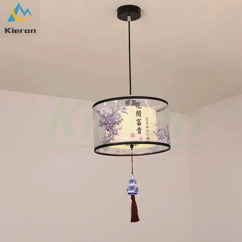 Afralia™ Modern Minimalist Fabric LED Chandelier Room Decoration Chinese Style Pendant Lamp