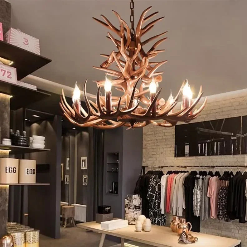 Afralia™ Antler Branch Ceiling Chandelier: Retro Industrial Style Lighting for Indoor Spaces