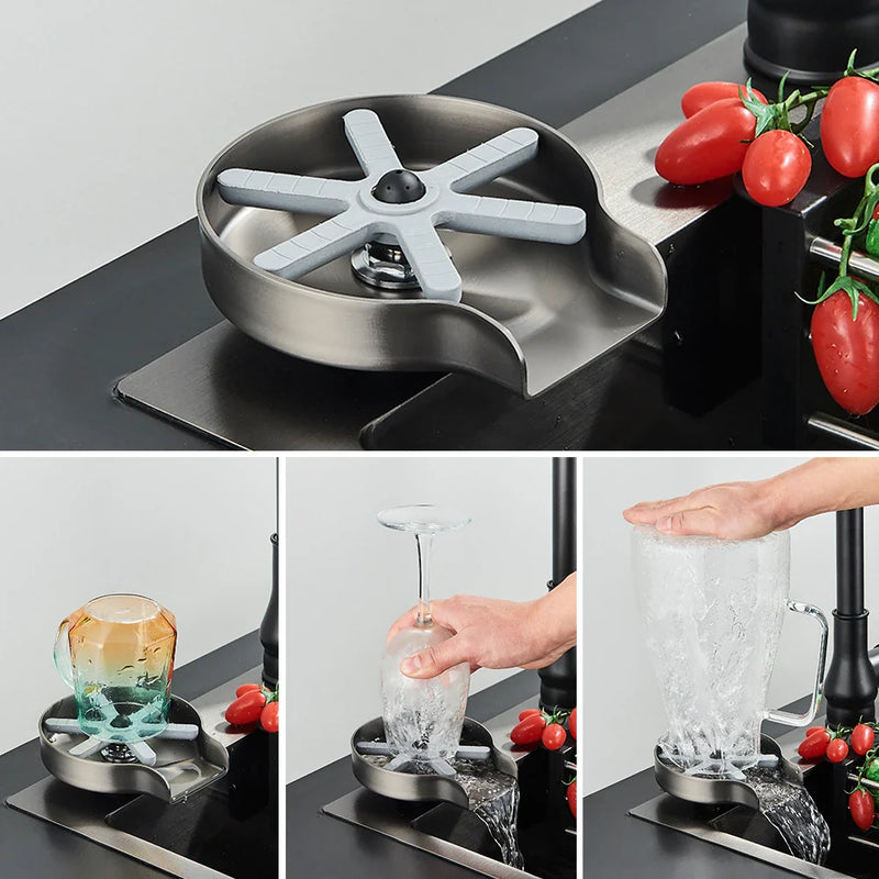 Afralia™ Glass Cup Washer: Automatic High Pressure Coffee Tea Cleaner Sink Tool