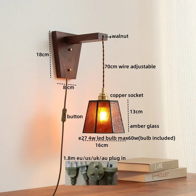 Afralia™ Nordic LED Glass Wall Lights for Bedroom, Living Room - Pull Chain Switch.