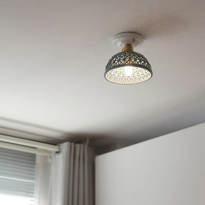 Afralia™ Ceramic LED Ceiling Lamp Indoor Lighting Semi-Circular Light Fixture