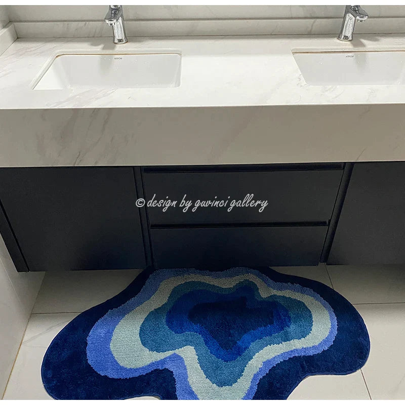 Afralia™ Cloudy Blues Wavy Retro Rug 80x120, Super Soft & Non-Slip Hand Tufted Carpet