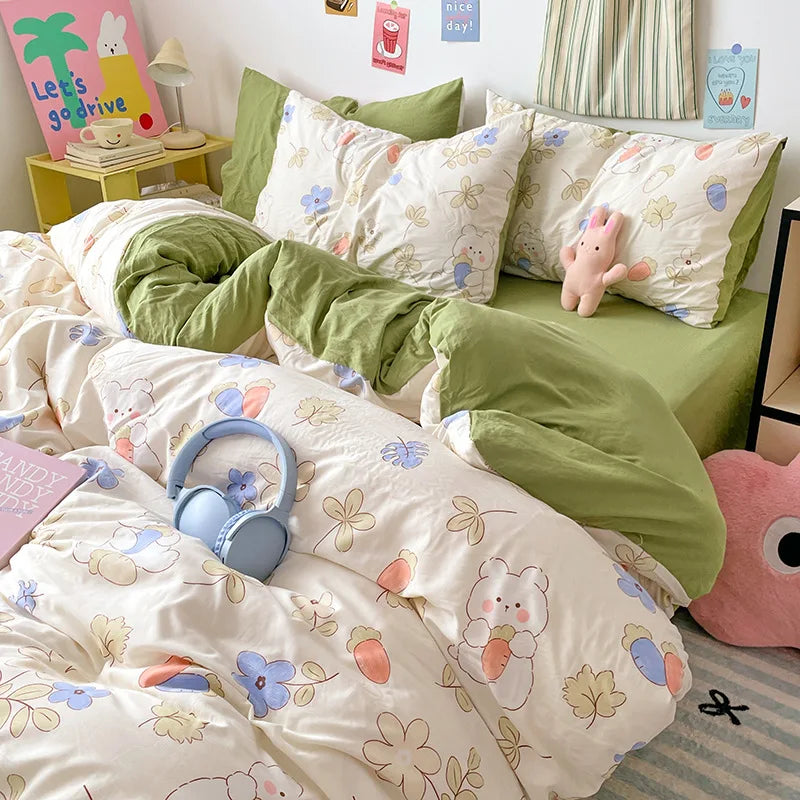 Afralia™ Cloud Cotton Printed Bedding Sets | Super Soft Quilt Set for School Home Twin King