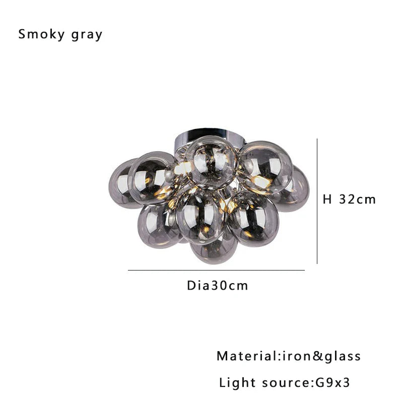 Afralia™ Smoky Gray Grape Glass Chandelier - Modern Dining Room Decor