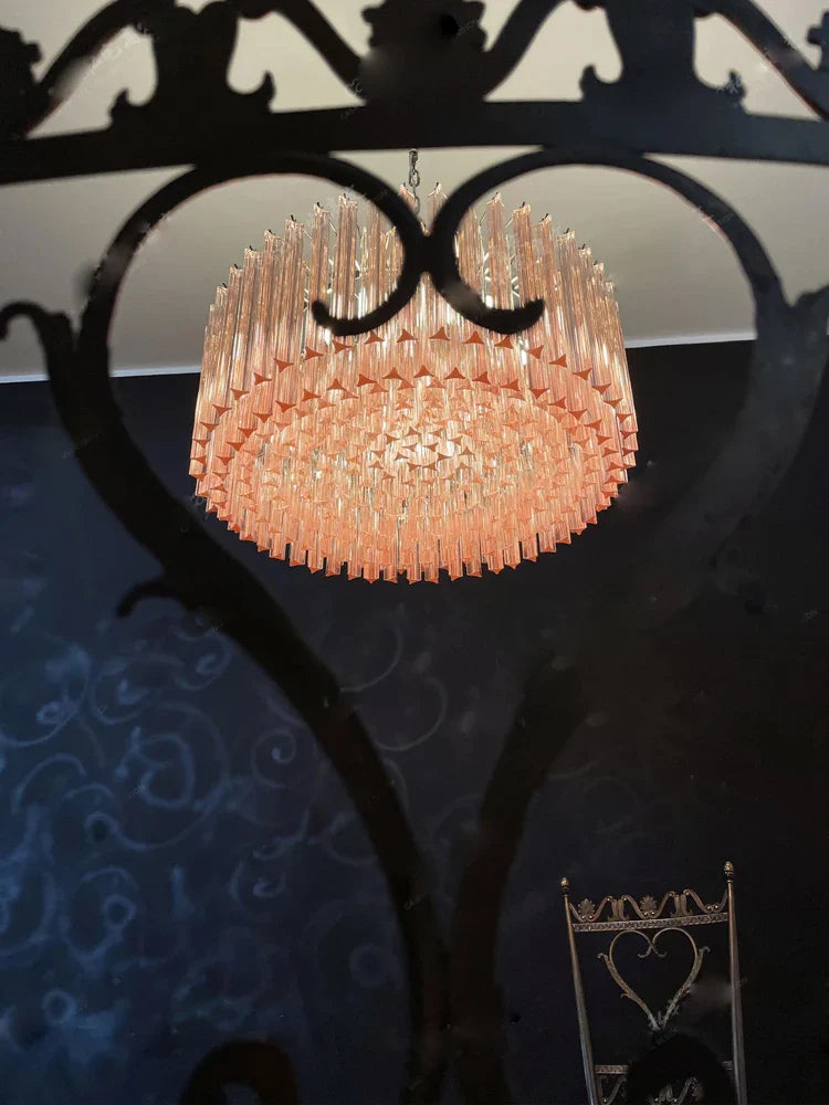Afralia™ 2025 Pink Glass Chandelier: Classic Kitchen & Living Room Lighting