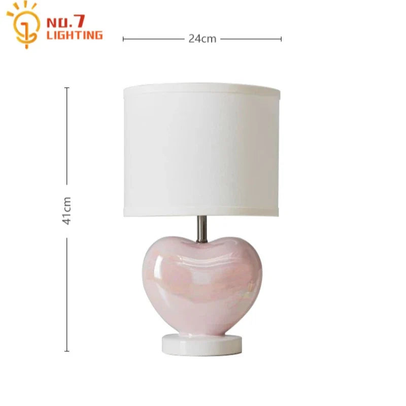 Afralia™ Pink Ceramic LED Desk Lamp for Princess/Kids Room Bedside Study