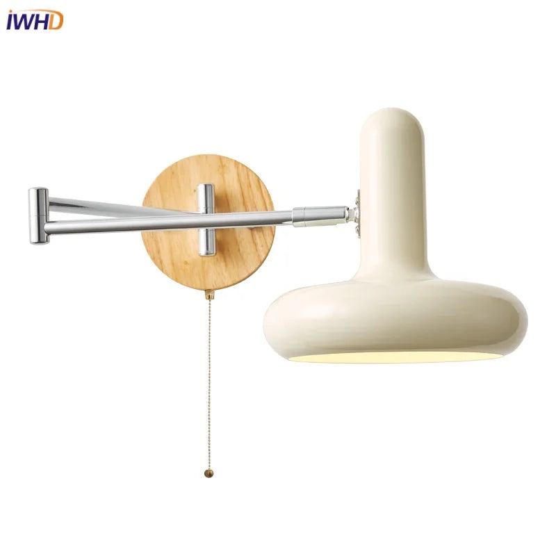 Afralia™ Modern LED Wall Sconce Rotate Wood Base Bedside Lamp for Restaurant Bedroom