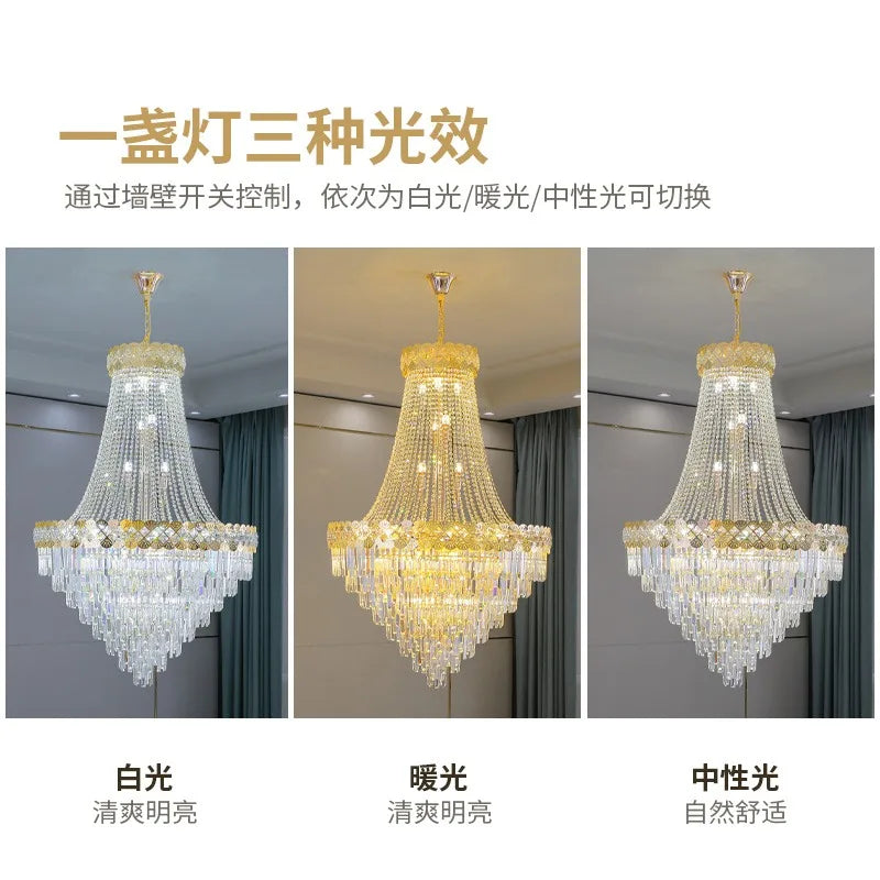 Afralia™ Crystal Chandelier Villa Living Room Modern Light Luxury Hotel Lobby Elegant Staircase