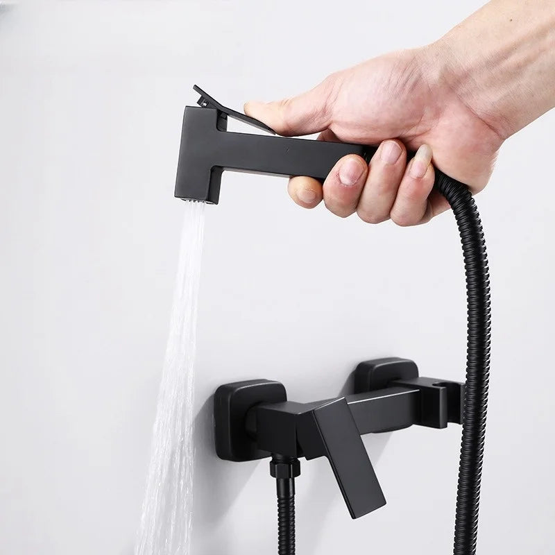 Afralia™ Brass Bidet Spray Gun Set for Hot/Cold Water - Bathroom Accessory