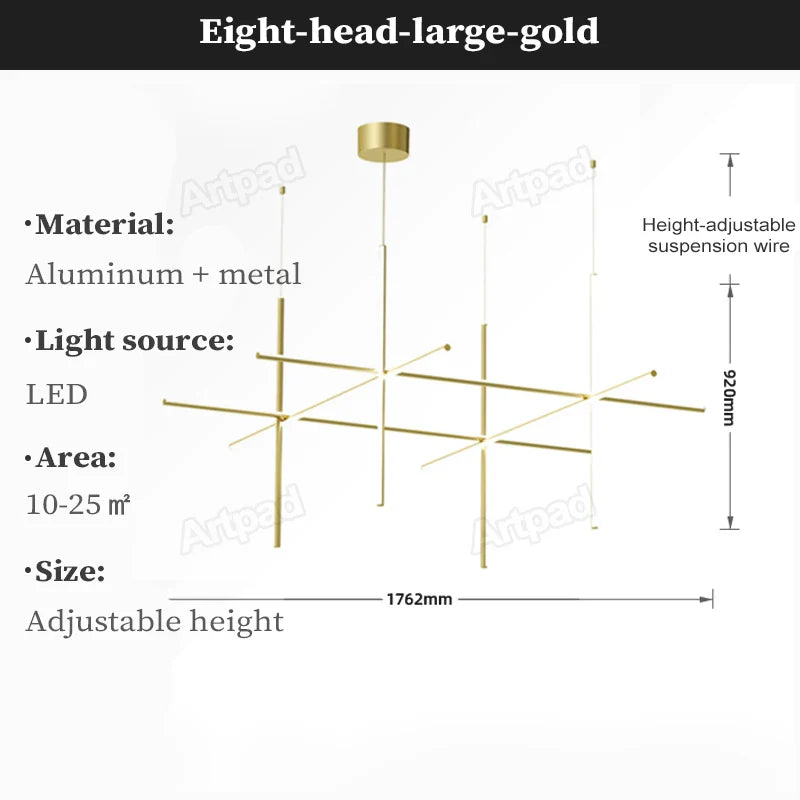 Afralia™ Post-Modern Gold LED Chandelier, Elegant Lighting for Living Room, Kitchen, Bar