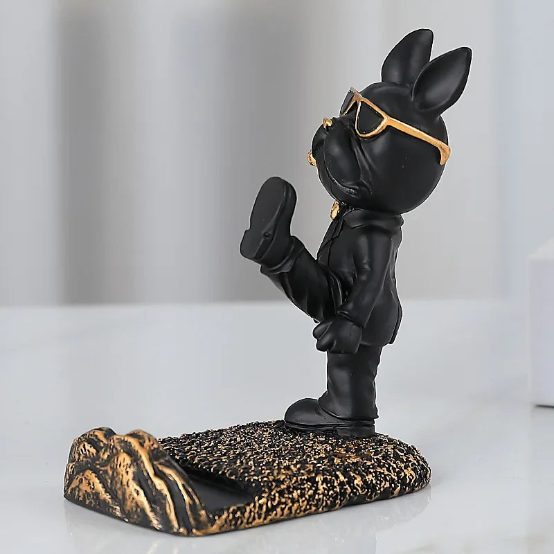 French Bulldog Sculpture Phone Holder Desk Decor Afralia™ Brand Iconic Office Figurine Stand