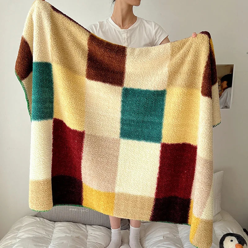 Afralia™ Boho Printed Blanket: Cozy, Multi-Functional, Half-Flannel Shawl, Single/Double Bedspread