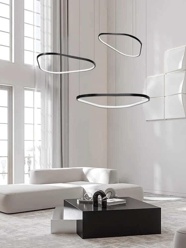 Afralia™ Geometric Ring LED Chandelier: Nordic Minimalist Pendant Light for Living, Dining, Bedroom