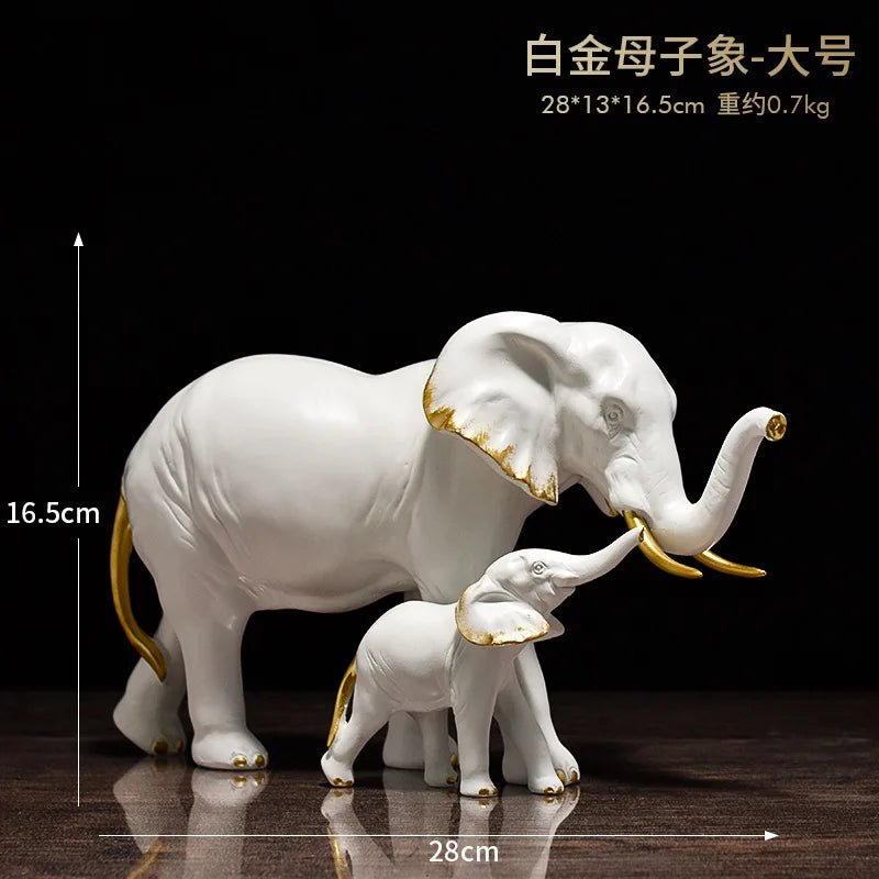 Afralia™ Elephant Resin Sculpture Ornaments for Modern Living Room Decor
