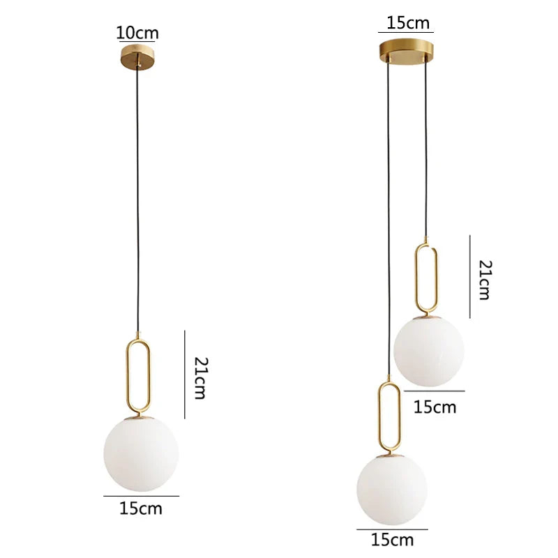 Afralia™ Nordic Glass Brass Pendant Lights for Bedroom, Bar, and Restaurant